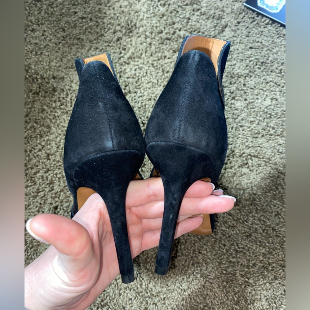 & other stories Black Suede Cut Out Strappy Black Sandal Heels - Picture 4 of 11